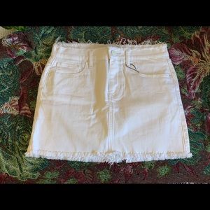 white denim mini skirt
